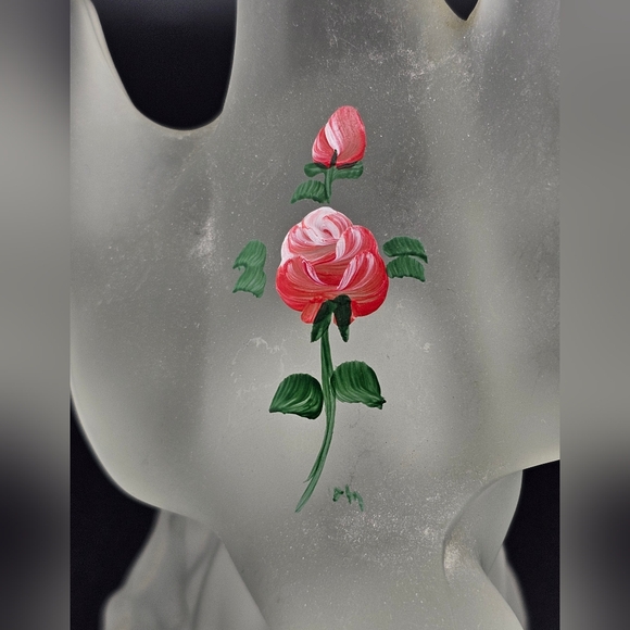 L.E. Smith Frosted Satin Bird Dove Glass Figurine Sculpture Hand Painted Flowers - Picture 7 of 8